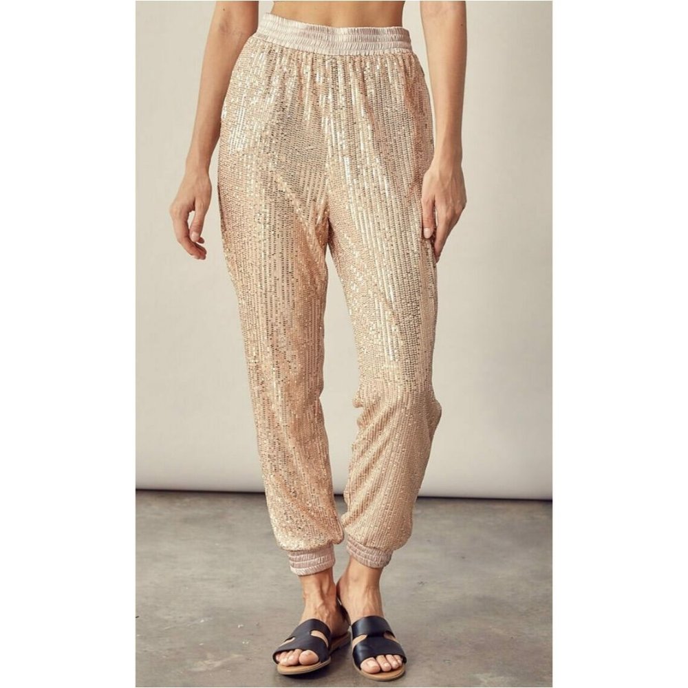 Mustard Seed Sequin Jogger Pants
